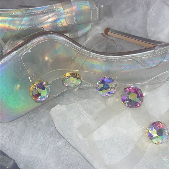 Stasia on Ice (TALL): Azalea Wang PVC Gladiator Silver Stiletto 7.5 - Picture 5 of 6